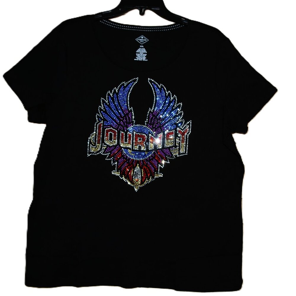 Journey rhinestone VN black short sleeved shirt XS S M L XL XXL 1X 2X 3X 4X 5X - Picture 4 of 6